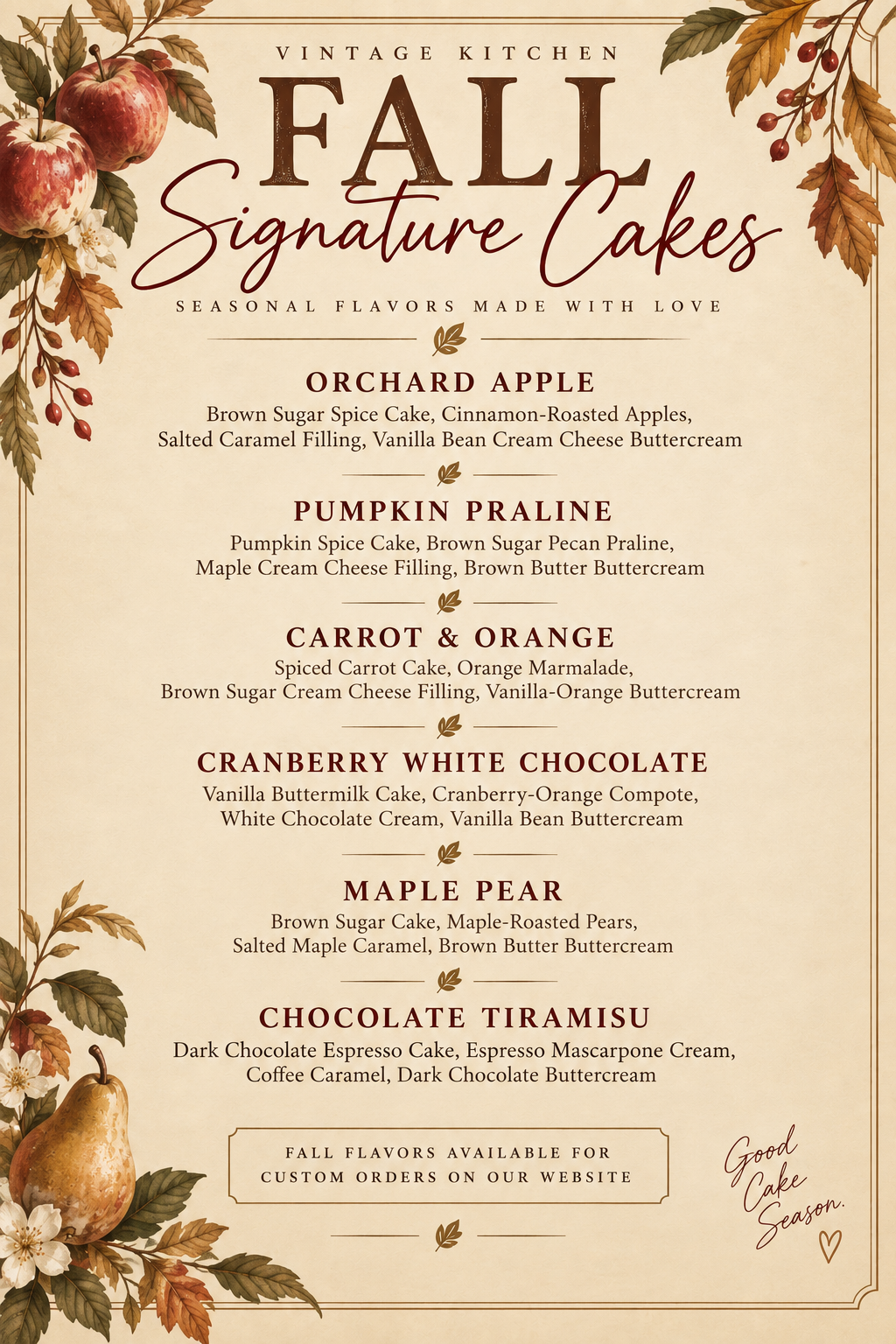 Fall Signature Cakes