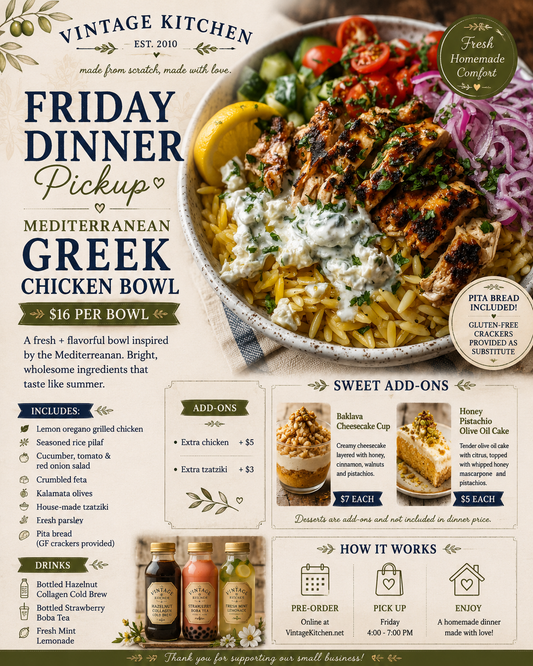 Friday Night Dinner 7/10 4pm-7pm Pickup