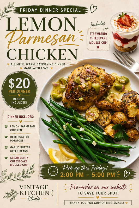 Friday Night Dinner 7/31 2pm-5pm Pickup